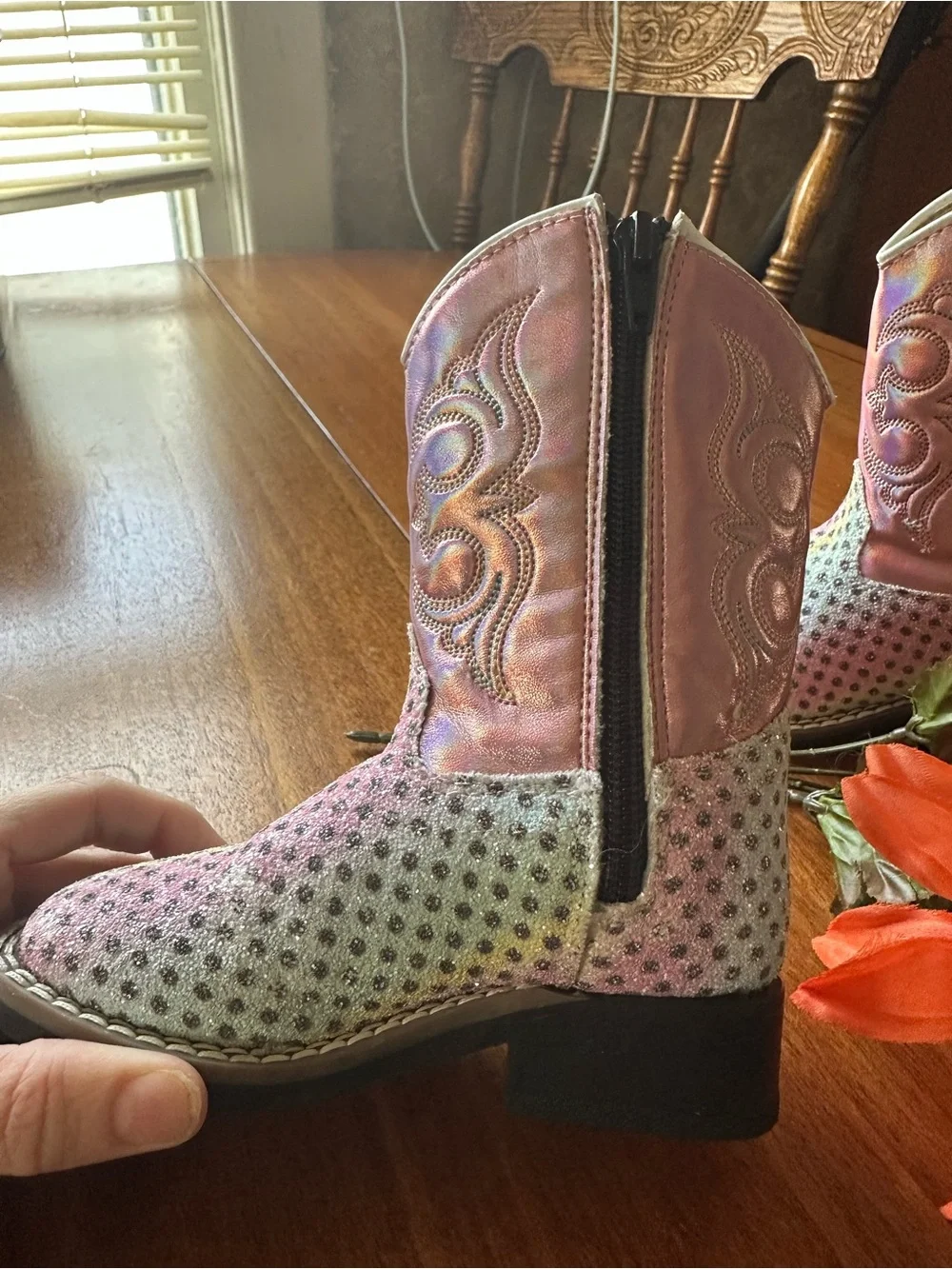 Old West Metallic Pink and Multicolor Girls Cowboy Boots!